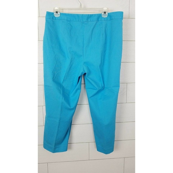 J. Jill Pants Capri Turquoise Blue 12 Slim Stretch Cotton Flat Front Crop 717228 - Picture 11 of 11
